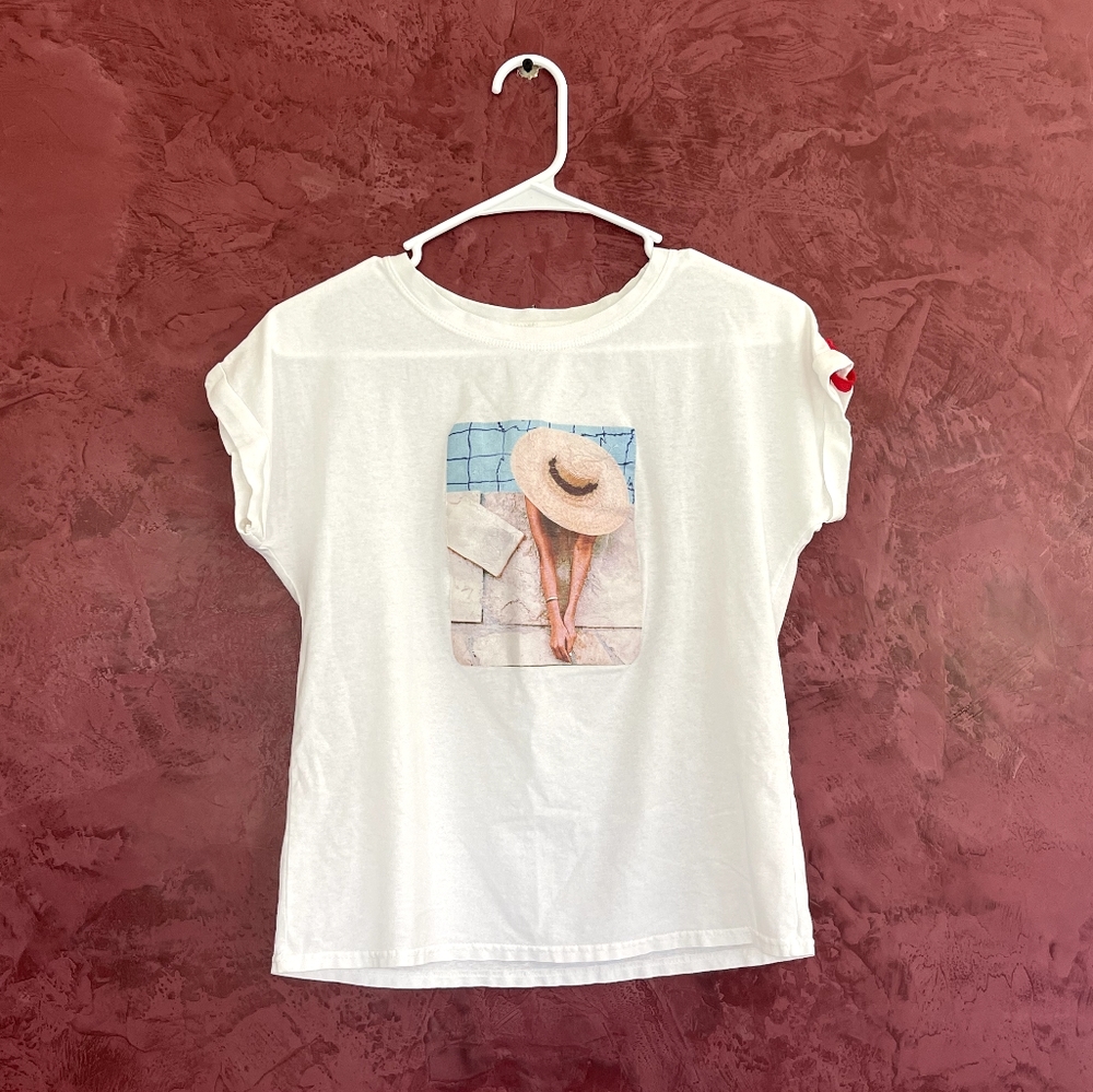 Girls White Short Sleeve T-Shirt